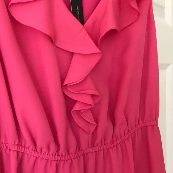 BCBG Generation NWT Ruffle Wrap Cocktail Dress Pink Size M Feminine Fairy Retro - Picture 7 of 11